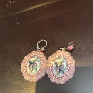 Vintage Pink Cameo Earrings